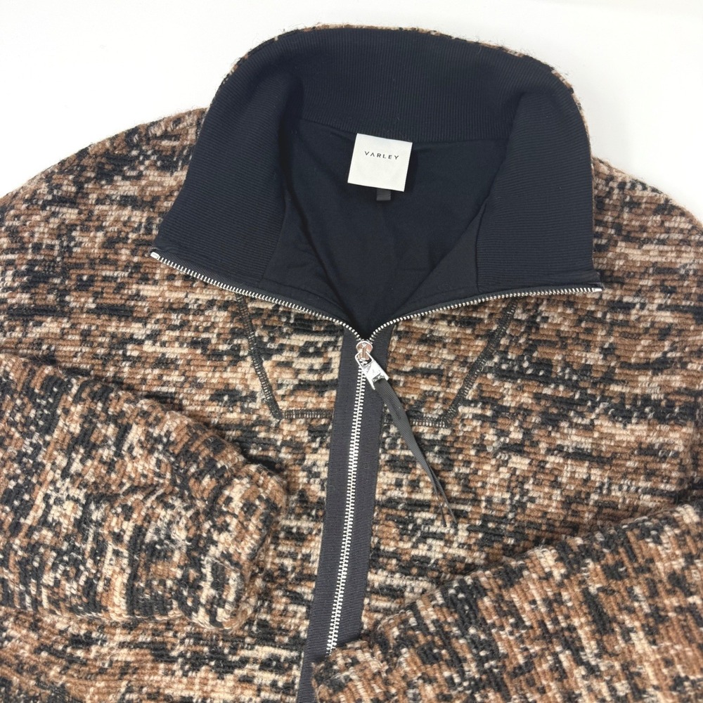 Varley Romar Jacket Womens XS Speckle Fleece Brown Black Wool Blend Full Zip